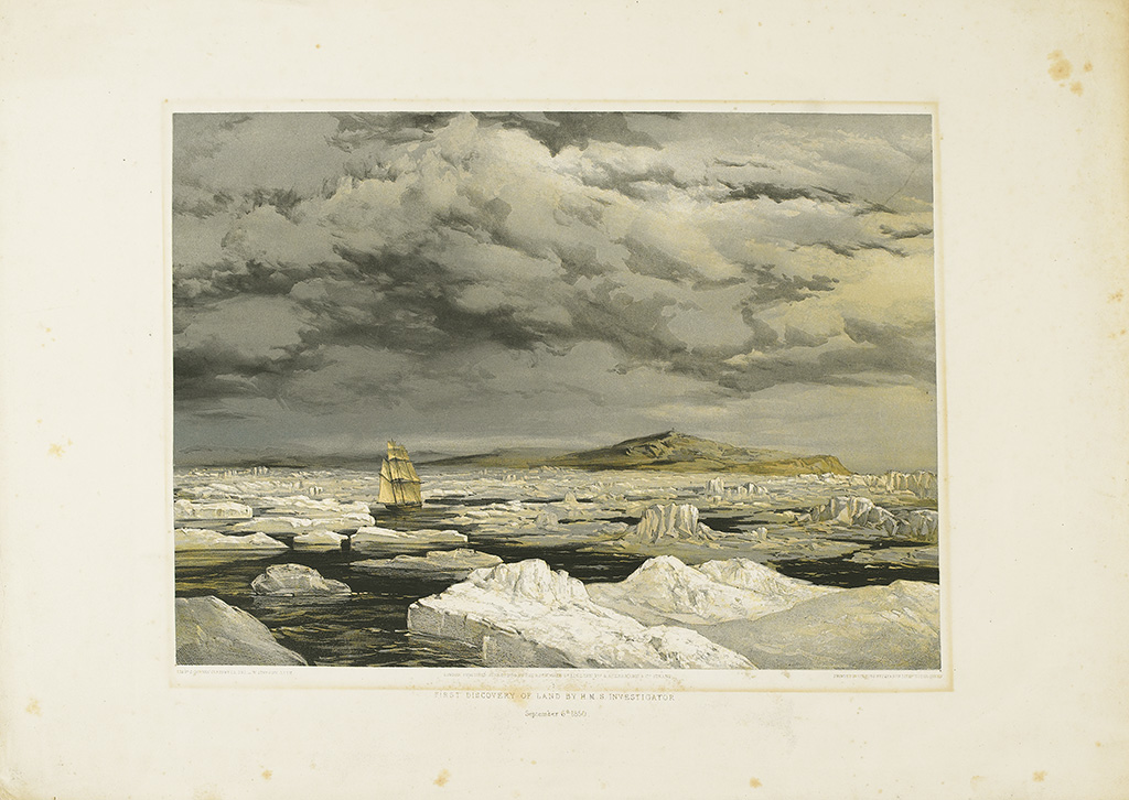 (ARCTIC EXPLORATION.) Cresswell, Samuel Gurney. Group of 6 chromolithographed plates and the chart,